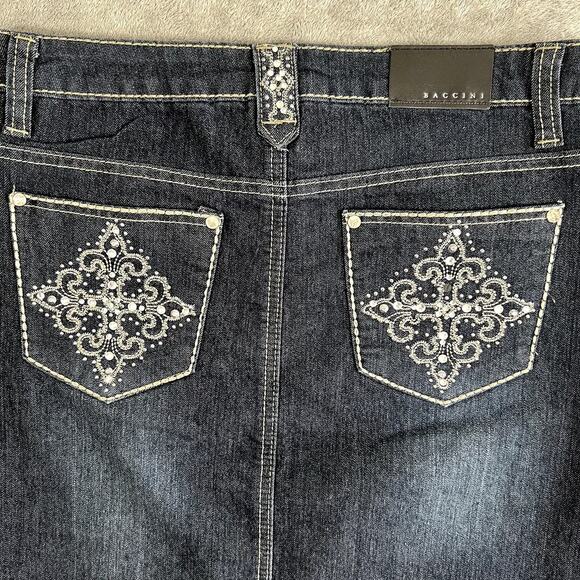 Baccini Women's 6 Affliction Style Denim Skirt Y2K Alt Grunge - Picture 2 of 10